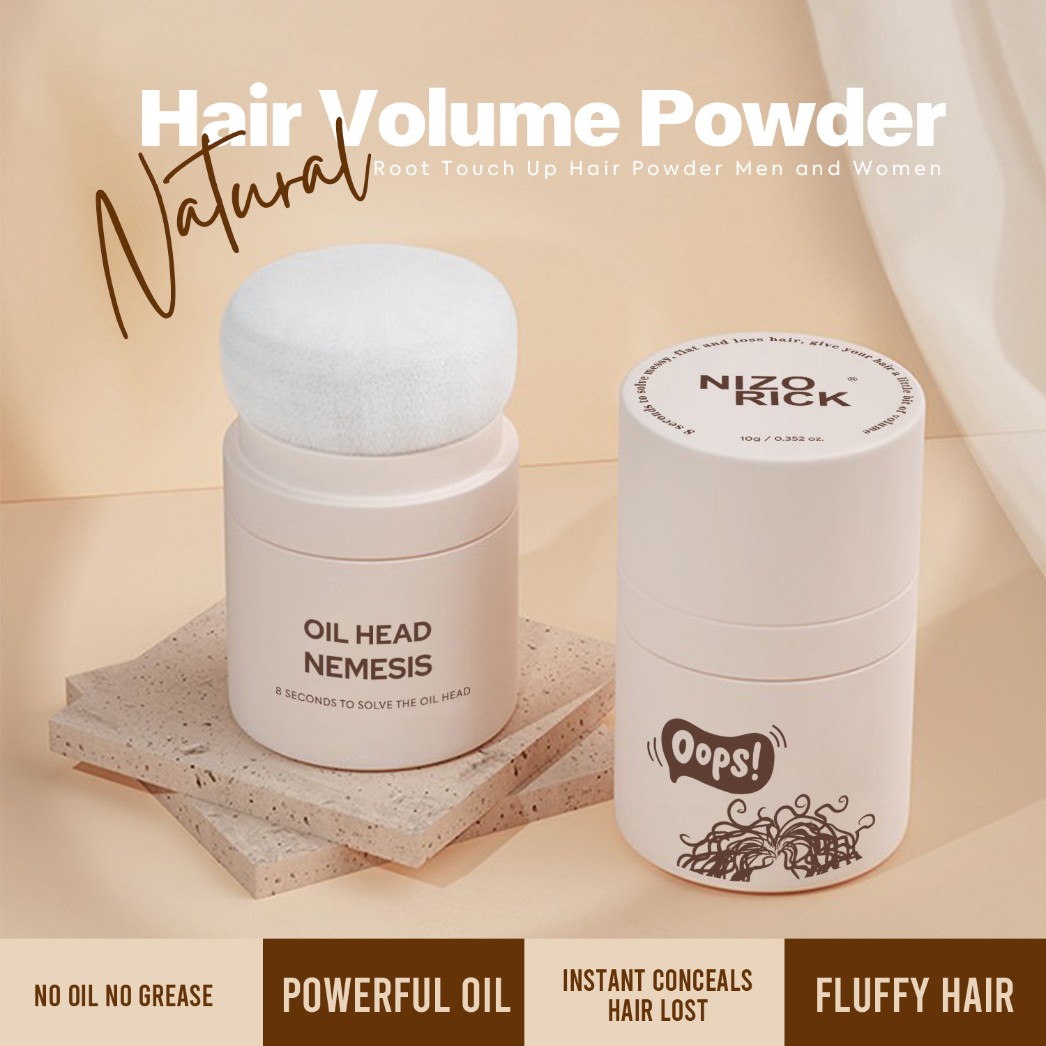 Label Pribadi 2-in-1 Bubuk Tekstur Rambut Untuk Kontrol Minyak, Volume & Cover Up Root 3