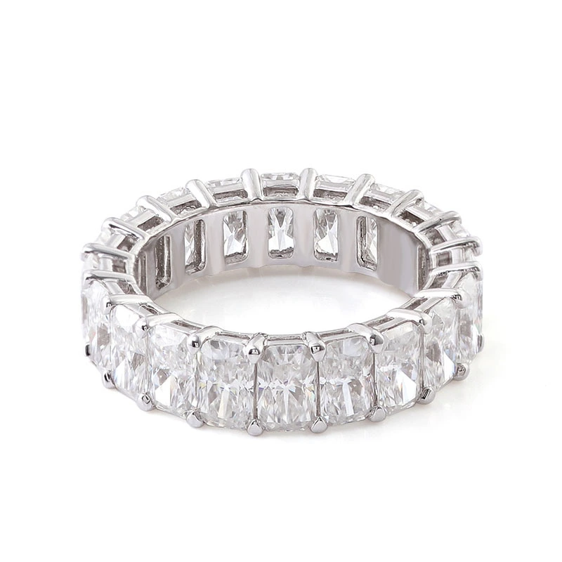 En gros de haute qualité diamant complet 14k or blanc rayonnant coupé éternité engagement de mariage de luxe anneaux Moissanite pour les femmes 1