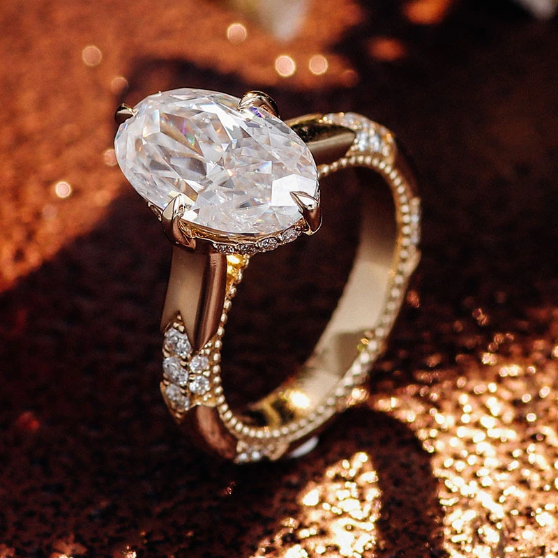 Customized 18k White Gold With D Color Oval Cut Moissanite Women Jewelry Wedding Rings Engagement Ring 1