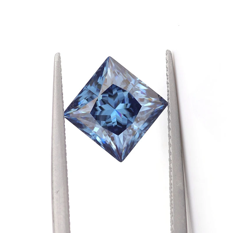 Blue Color 5x5 6x6 7x7 8x8 9x9 10x10mm Synthetic Princess Cut Vvs Moissanite Color Loose Diamonds Ready To Ship Moissanite 1