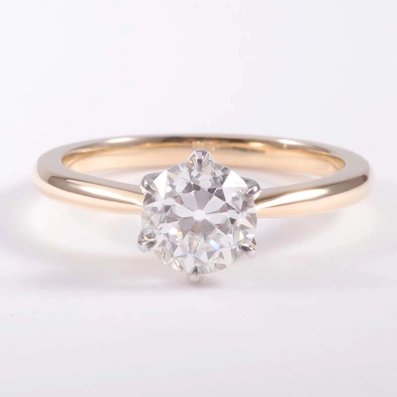 1.5ct de def Couleur ancienne européenne Moisanite Moisanite 14K Rose Gold Solitaire Anneaux de fiançailles 1