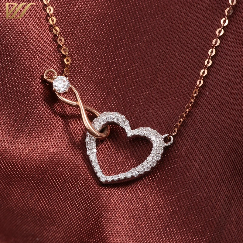 Very Cost Effective Nice Heart Design White Diamond Pendant Jewelry Necklace In 18k Solid Rose And White Gold 1