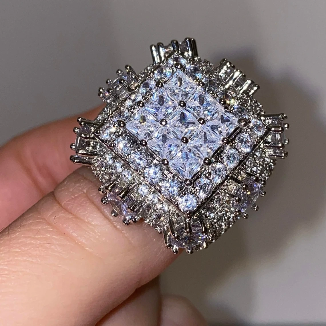Full Moissanite Diamond Sparkling Iced Out Customized Ring Hip Hop Men Ring 1