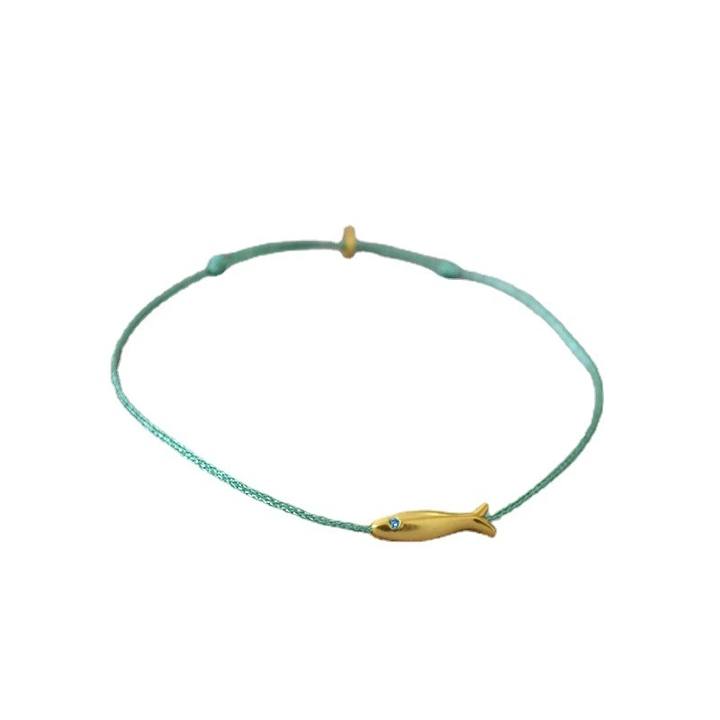 Manufacturer Wholesale New Design Of Red And Blue Silk Rope Retro Gold Koi Fish Simple Extremely Thin Lucky Bracelet Female 1