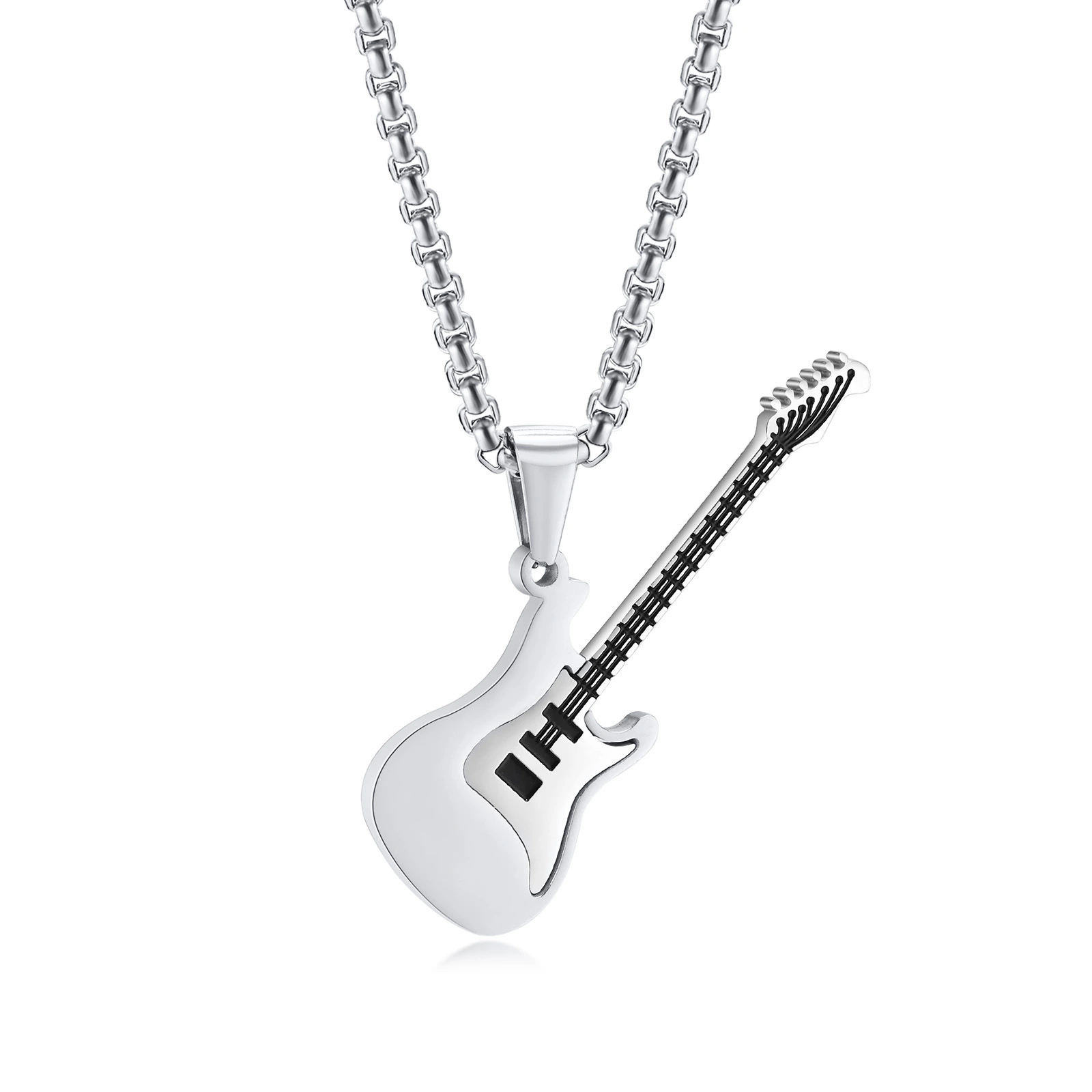 Titanium Steel Jewelry Guitar Pendant Necklace Hip-hop Necklace For Man 1