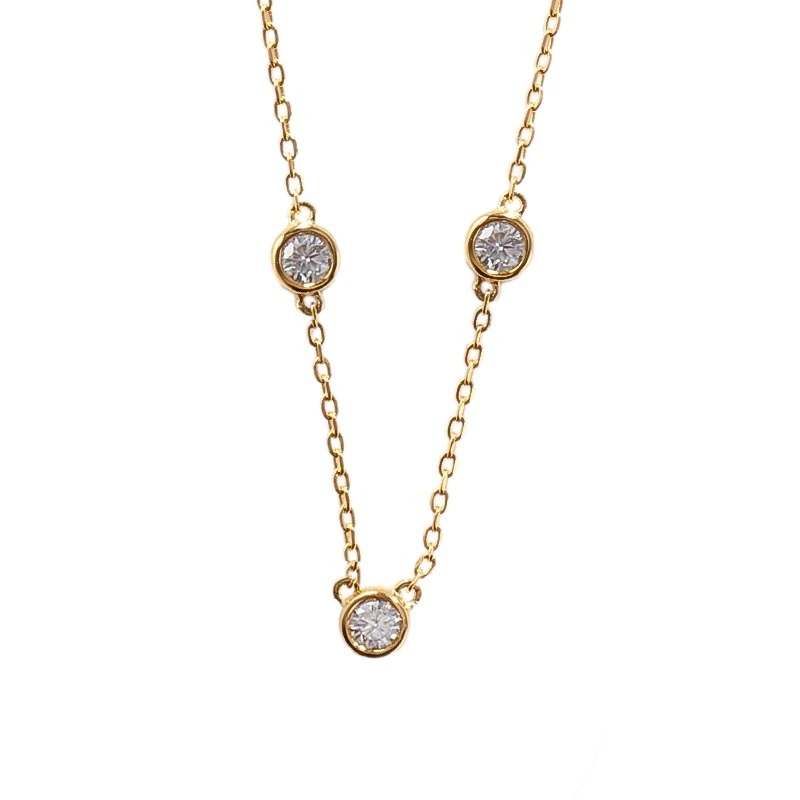 Custom 3mm Round White Moissanite 925 Sterling Silver Necklace For Party 1
