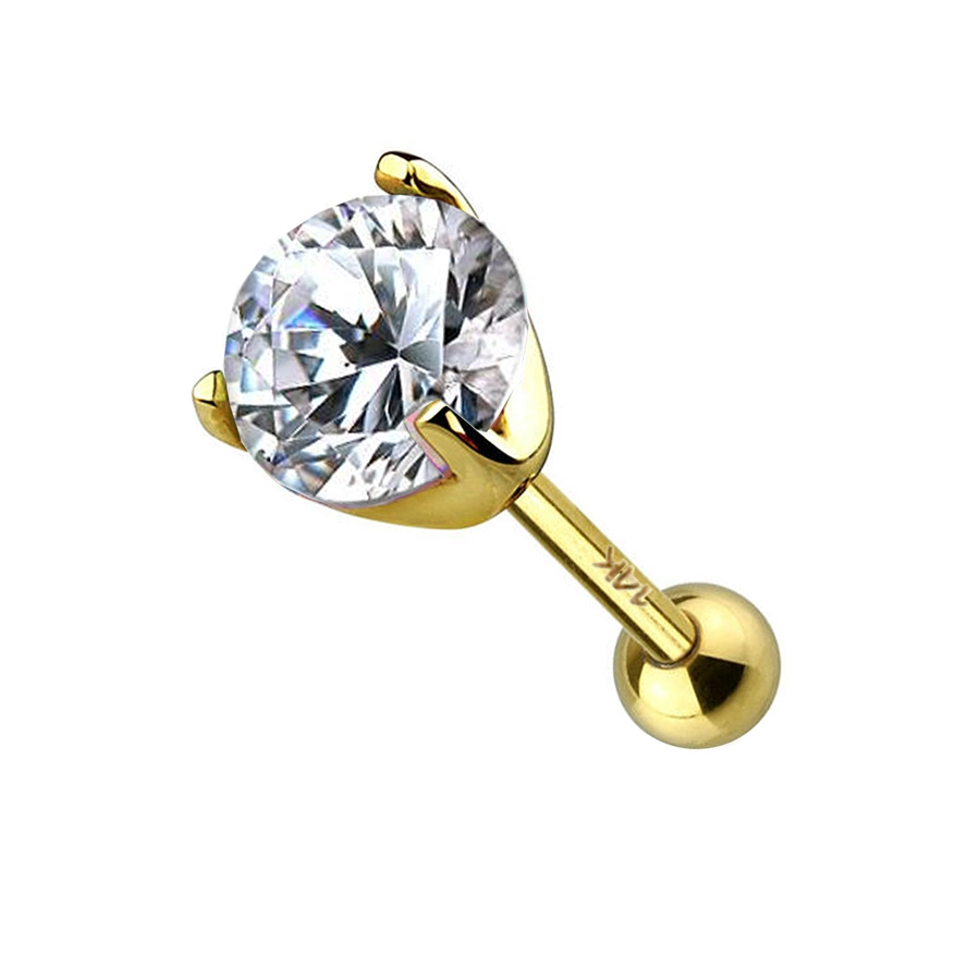 Eternal Metal 14k Solid Gold Tragus Round Cz Tragus Piercing Jewelry 1
