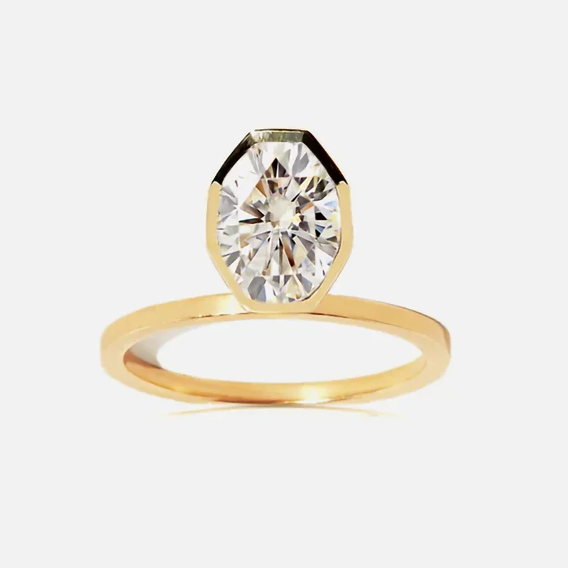 Factory Custory 2karat VVS Moisanite Solitaire Ring Femmes Solid Gold Floating Cosma Oval Diamond Engagé Anneau 1
