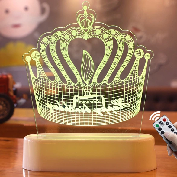Acrylic Led 3d Night Light GL-T01 With RGB Remote Control 3D Illusion Lamp Led Custom Birthday Decorative  For Gift 1