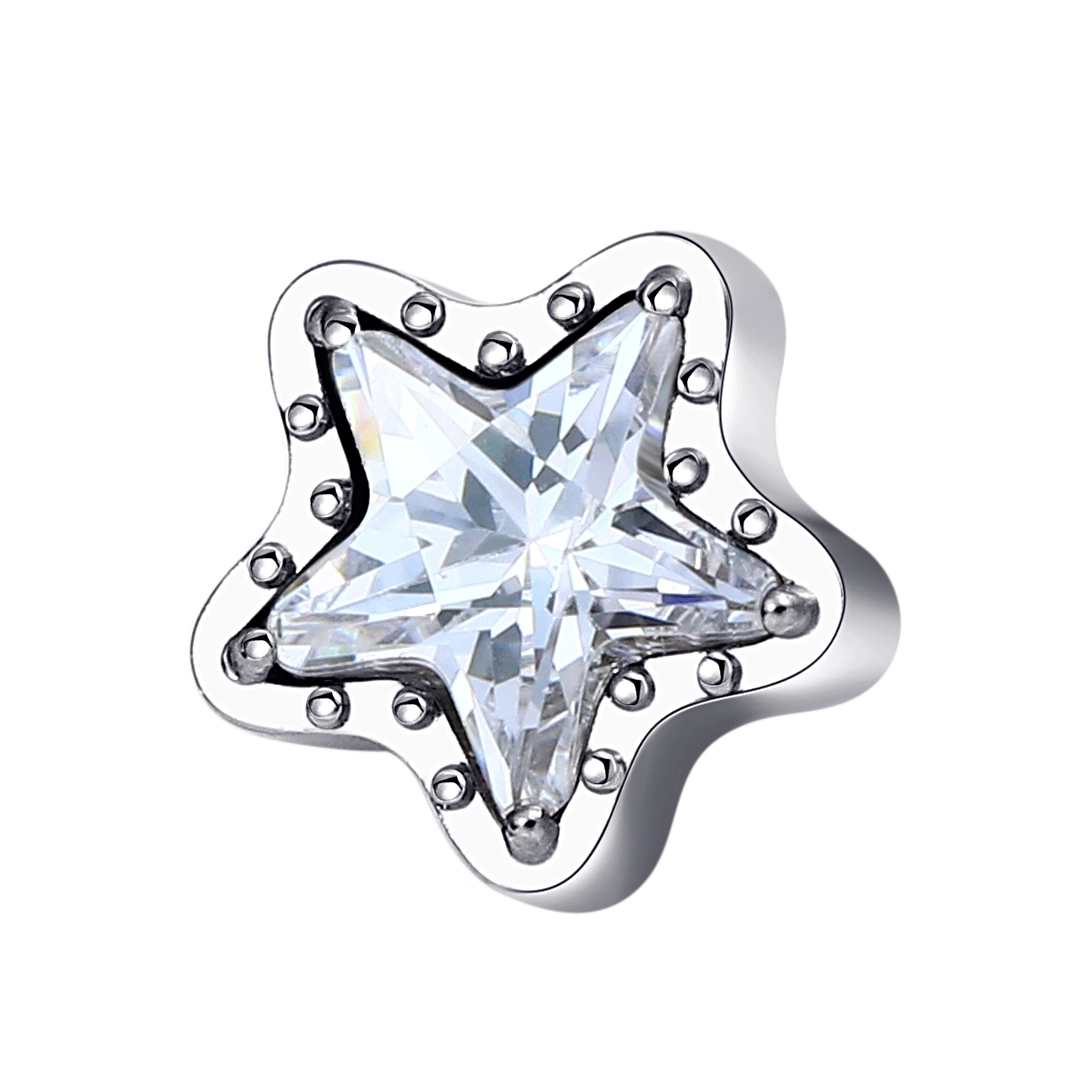Eternal Metal Astm F136 Titanium Star Shaped Internally Threaded Top With Zircon Flat Lobe Labret Piercing Jewelry 1