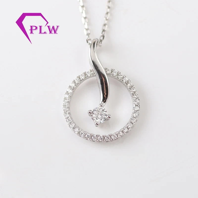 Provence Gems Charming White Gold Round Moissanite Diamond Necklace 1