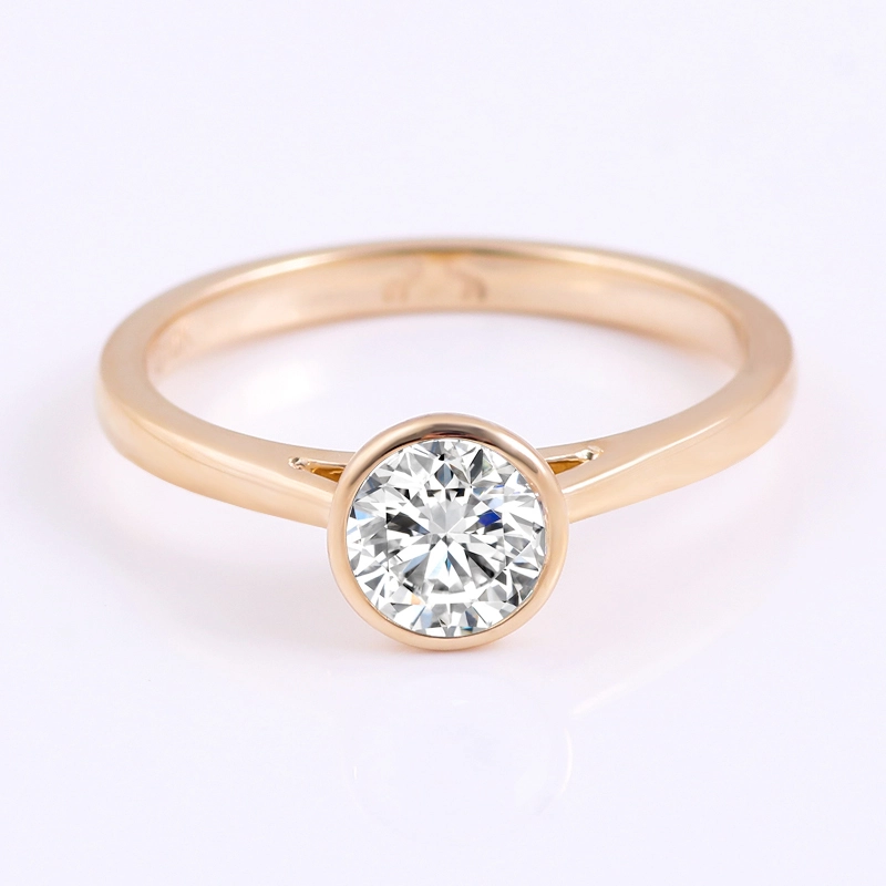 High Quality Def Vvs 0.6ct Round Brilliant Cut Moissanite 10k Yellow Gold Women Wedding Luxury Engagement Ring 1