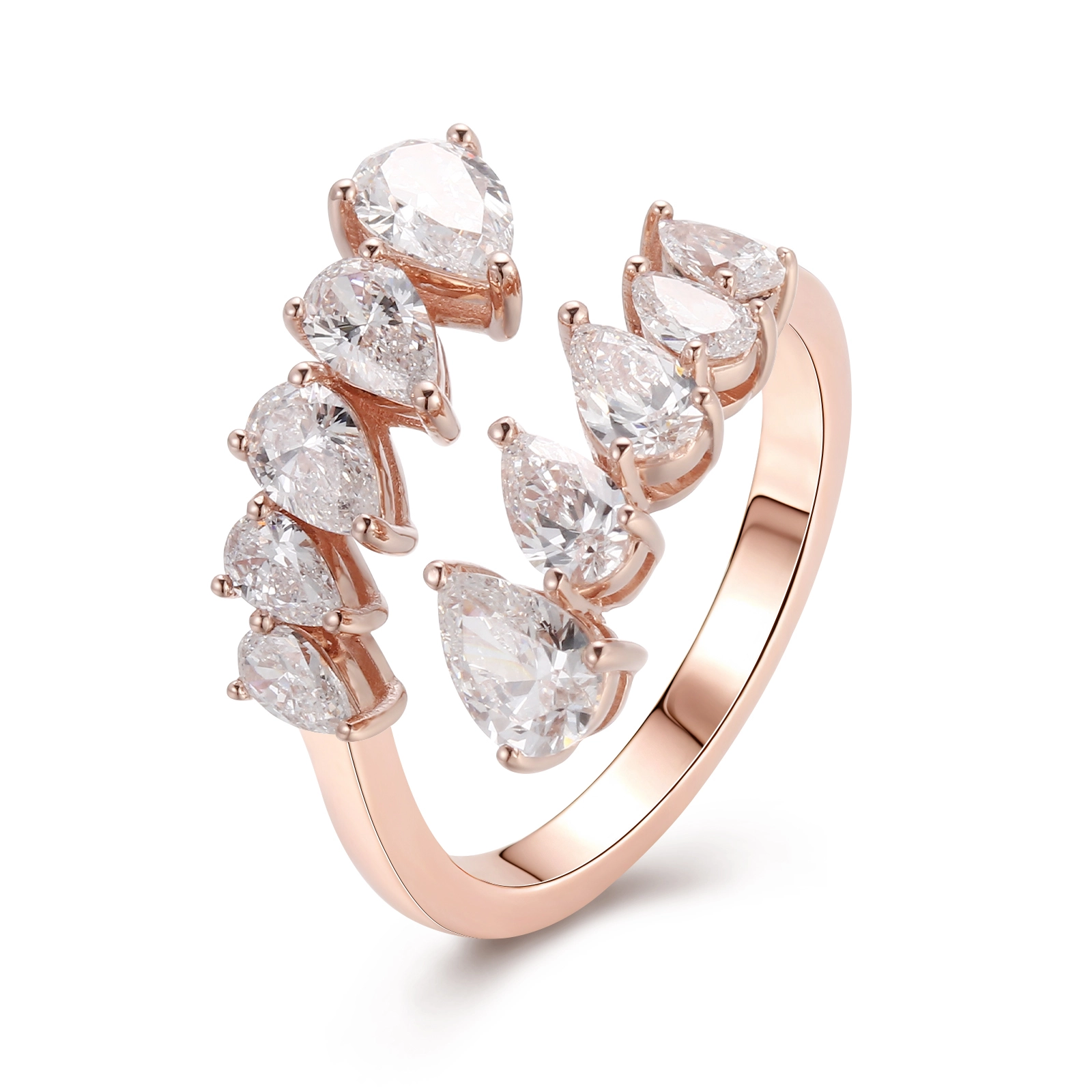 1.8ct Pear Shaped Wedding Band Cluster Ring Unique Pear Lab Diamond Band Women Stacking Rings Dainty Promise Ring 18 K Jewelry 1