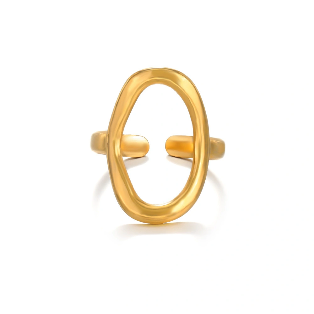 Wholesale Fashion Stainless Steel Oval Ring Hot Selling New Simple Geometry 18k Gold Open Women's Ring1 1