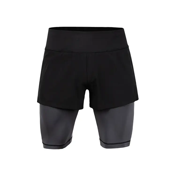 Hochwertiges kundenspezifisches Logo 2 in 1 Polyester Sport Wear Sportic Shorts Fitness -Training Lauf Shorts für Männer 1