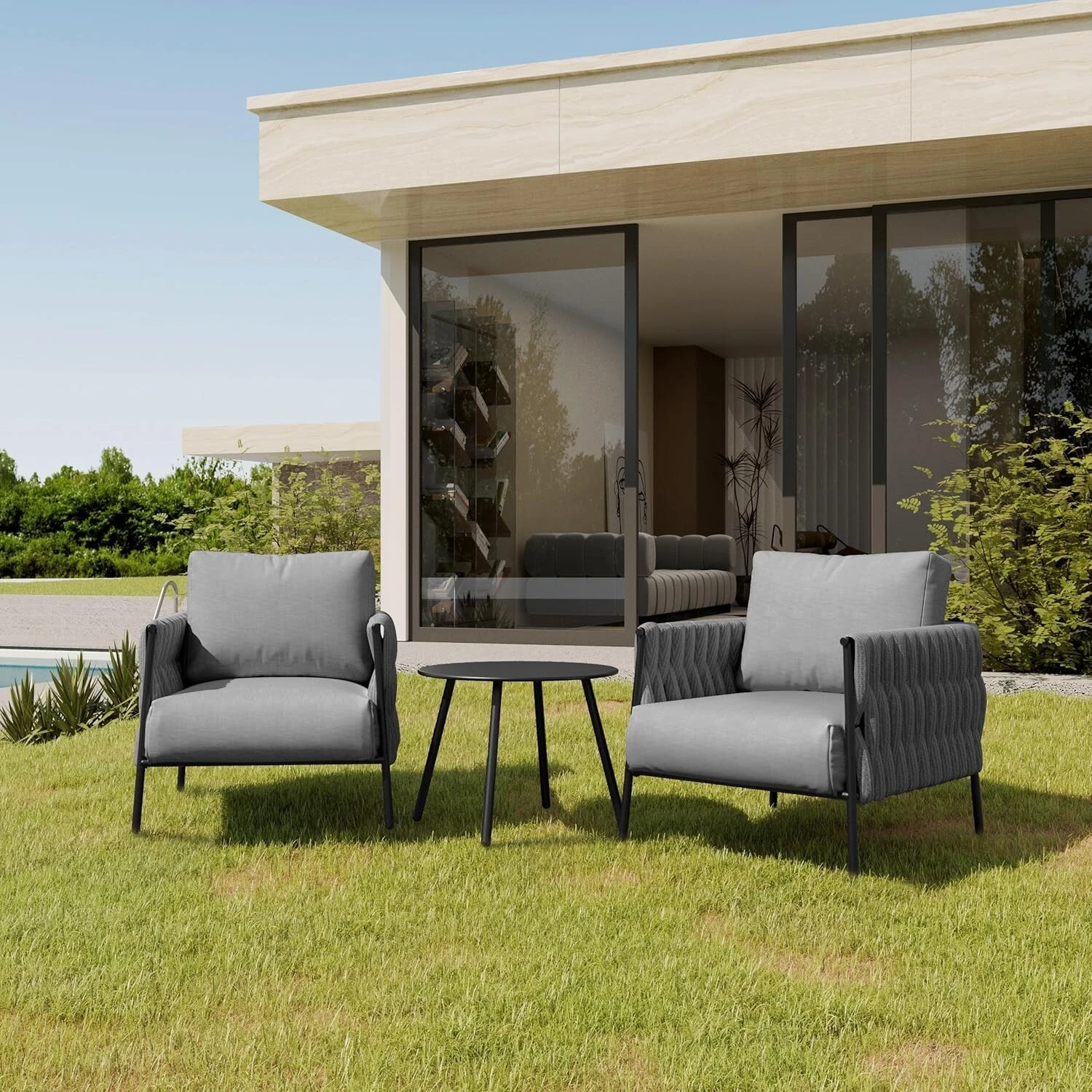 Waterproof Rope Sofa Patio Sofa Hotel Furniture Outdoor Balcony Conversation Set Garden Bistro Set 1