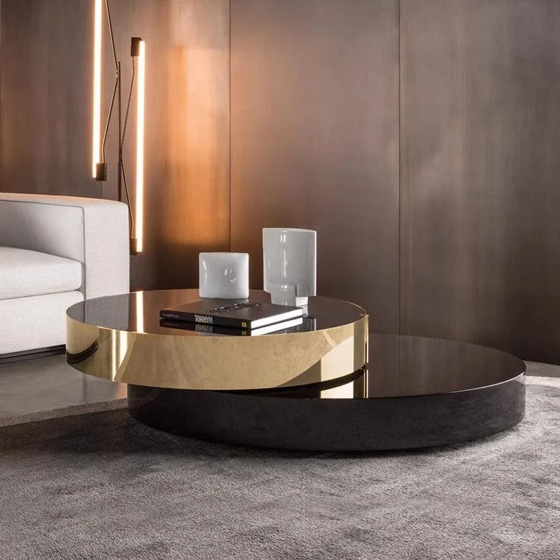 New Luxury Black Gold Round Modern Coffee Table Custom | LS Furniture 1