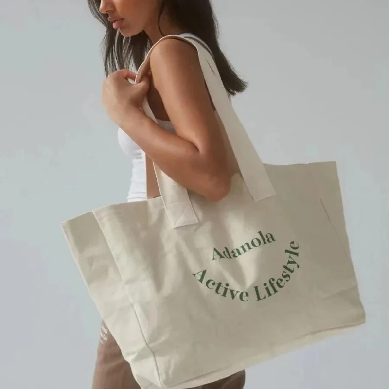 Custom Eco Friendly Oversize Printed Canvas Bags Natural Color Organic Cotton Tote Bag 100% Cotton Muslin Plain Shopping Bags 1