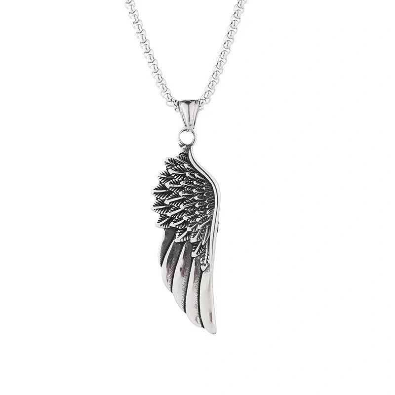 Manufacturer Wholesale Fashion Popular Titanium Steel Angel Wing Pendant Necklace Men And Women General Exquisite Necklace 1