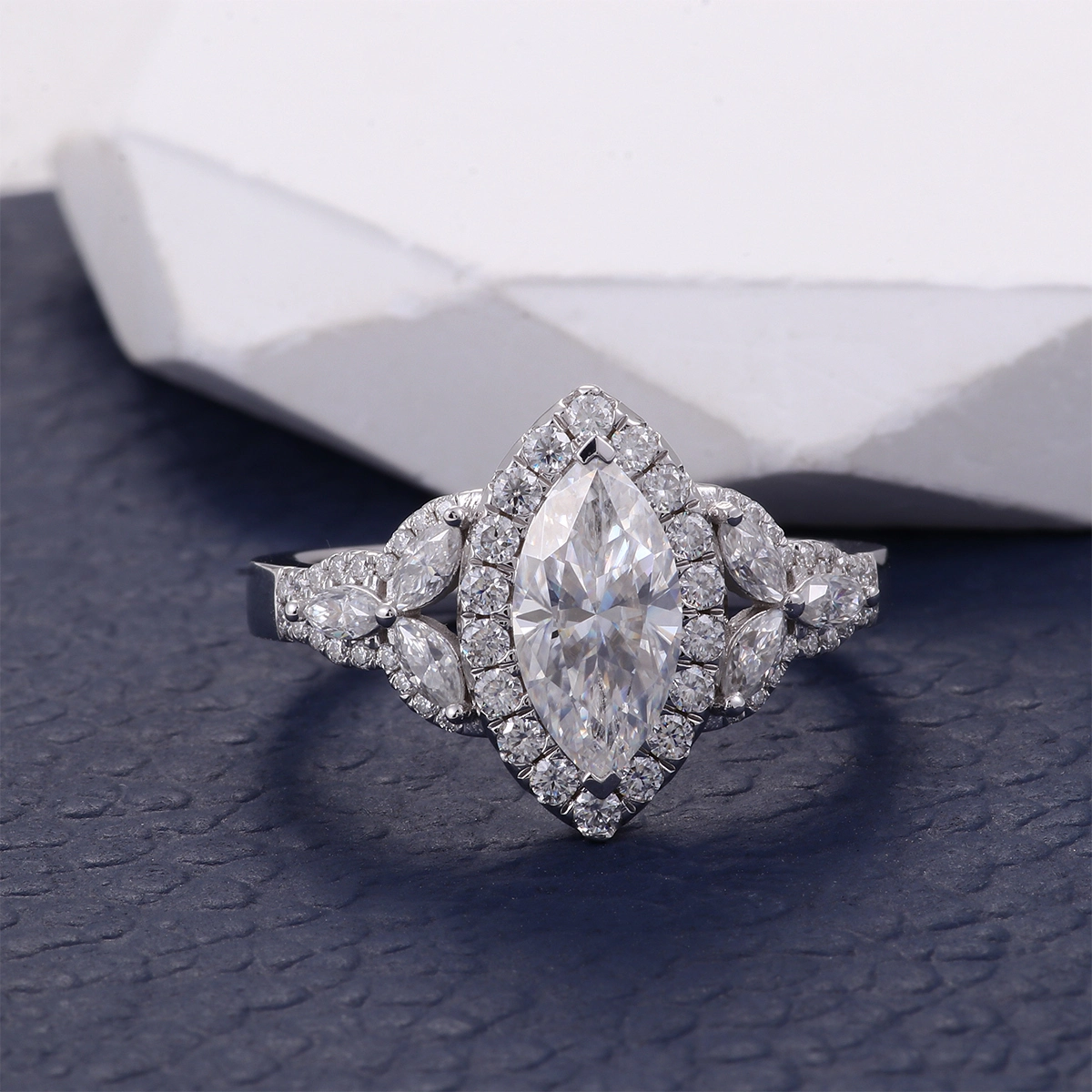 Pass Tester Moissanite Diamonds Ring Marquise Cut Moissanite Engagement Wedding Ring 10k 14k Gold Moissanite Rings For Women Men 1