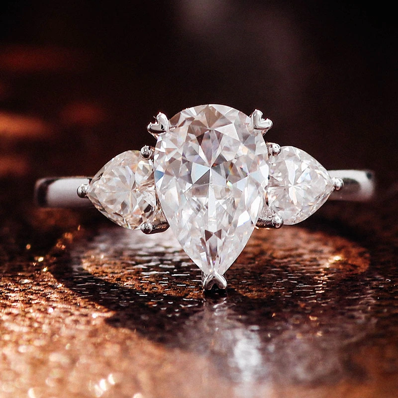 Def Color Pear Cut Moissanite Ring Fine Jewelry 14k White Gold Ring Vvs Clarity High Quality Moissanite Ring 1