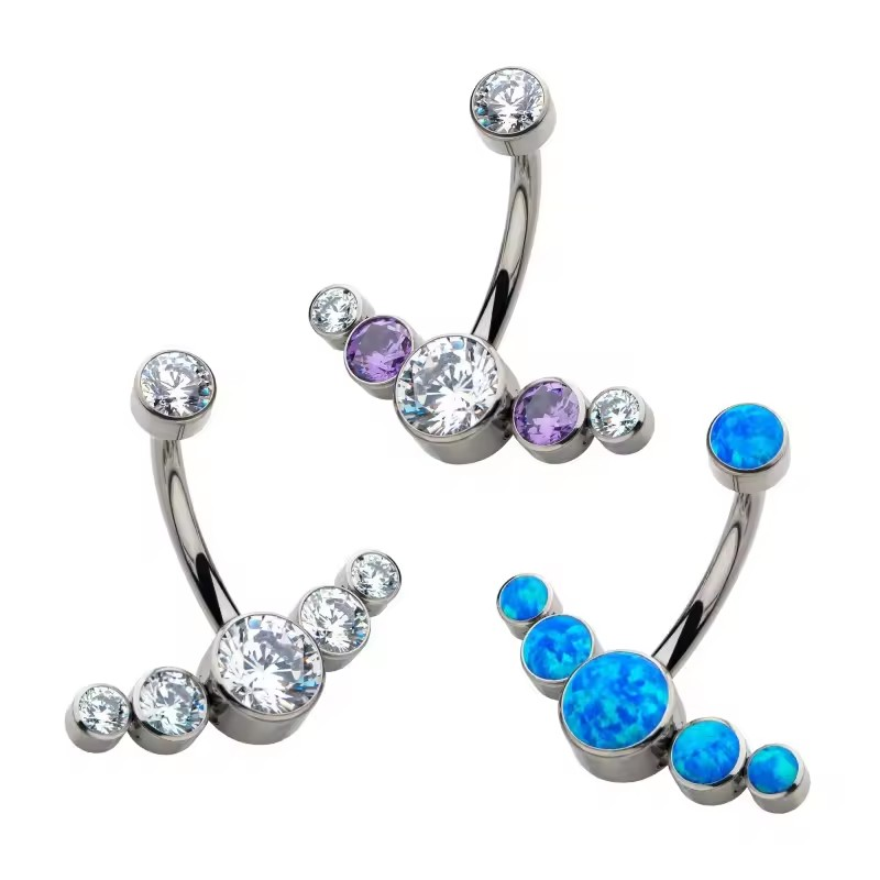 Eternal Metal F136 Titanium Cz <000000> Opal Fashion Piercing Body Jewelry Navel Belly Button Rings 7