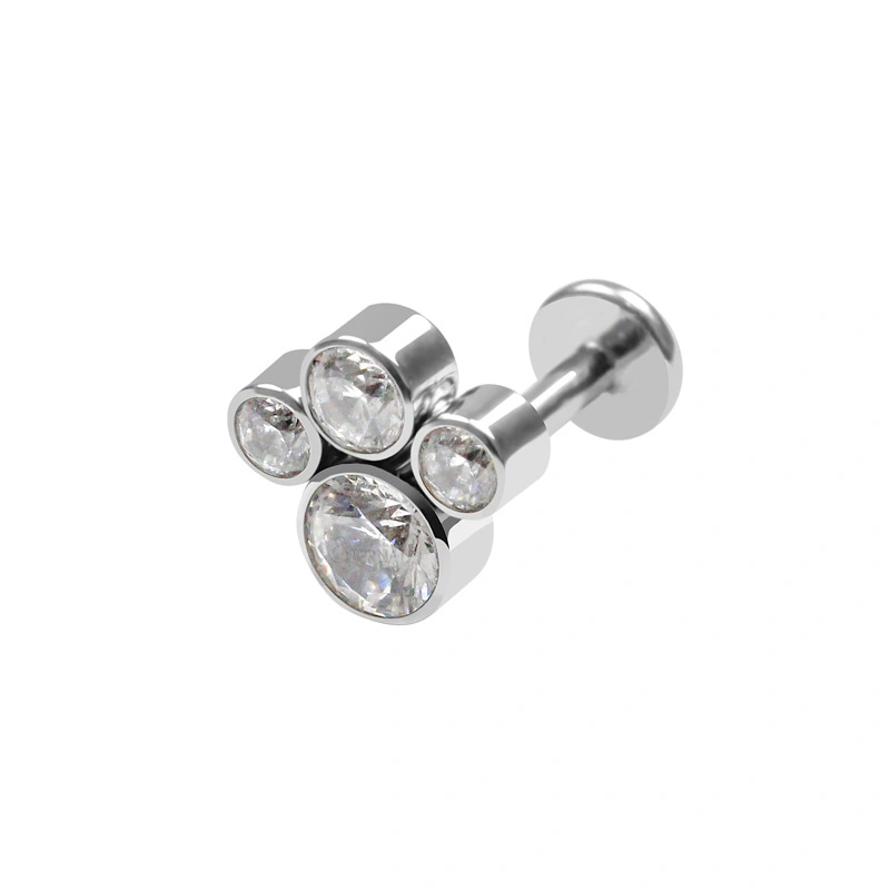 Eternal 16g Astm F136 Titanium Cluster Internally Threaded Labret Piercing 1
