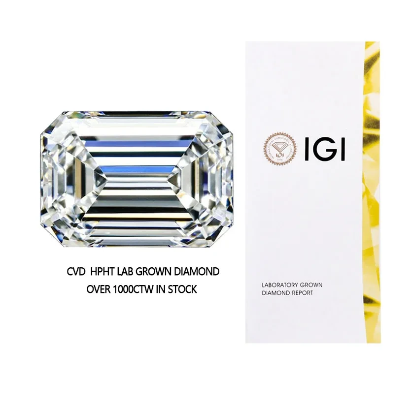 Factory Wholesale 2ct 3ct 4ct 5ct D VS1 Cvd Hpht Igi Certified Loose Lab Grown Emerald Cut Diamond For Solid Gold Bridal Ring 1