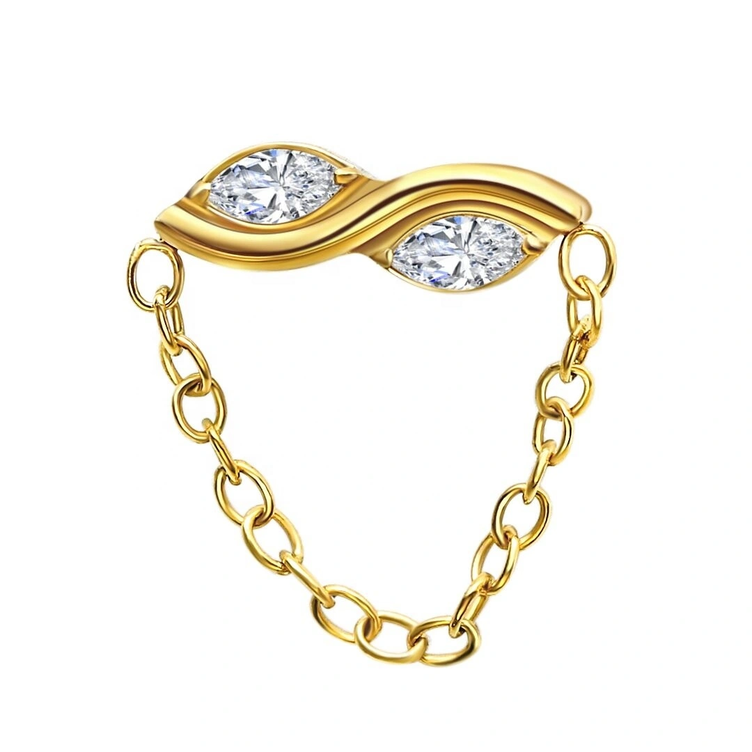Eternal Metal Implant Grade Titanium Internally Threaded Double Marquise Cz G23 Titanium Piercing 1