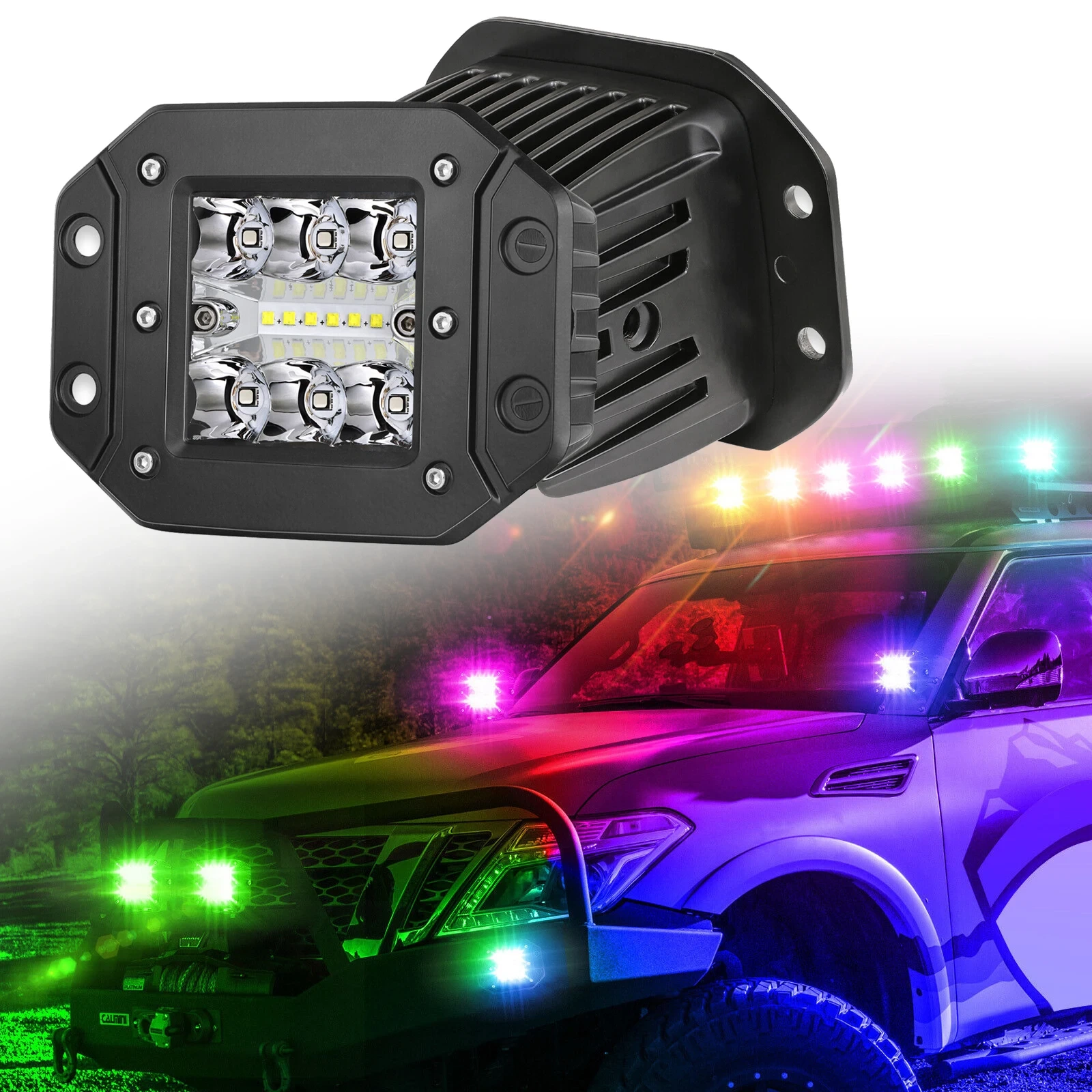 Lampu Berkendara LED Flush Mount 4,8 RGBW Lampu Kabut Off Road 1