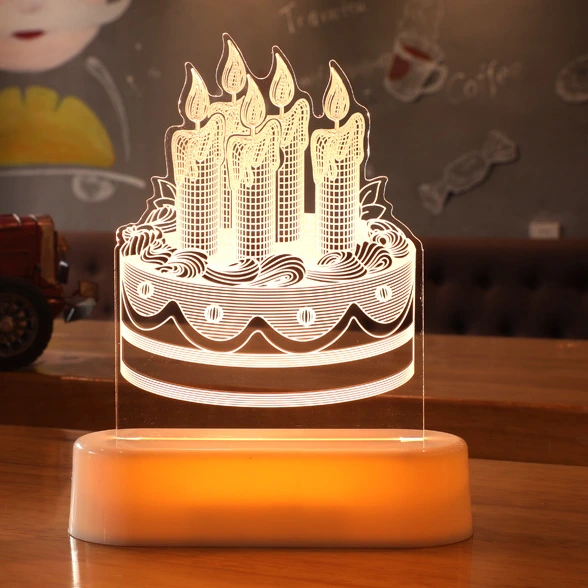 Customized 3d Led Acrylic Night Light GL-T02 With Warm White Light For Birthday Gift Celebration 1