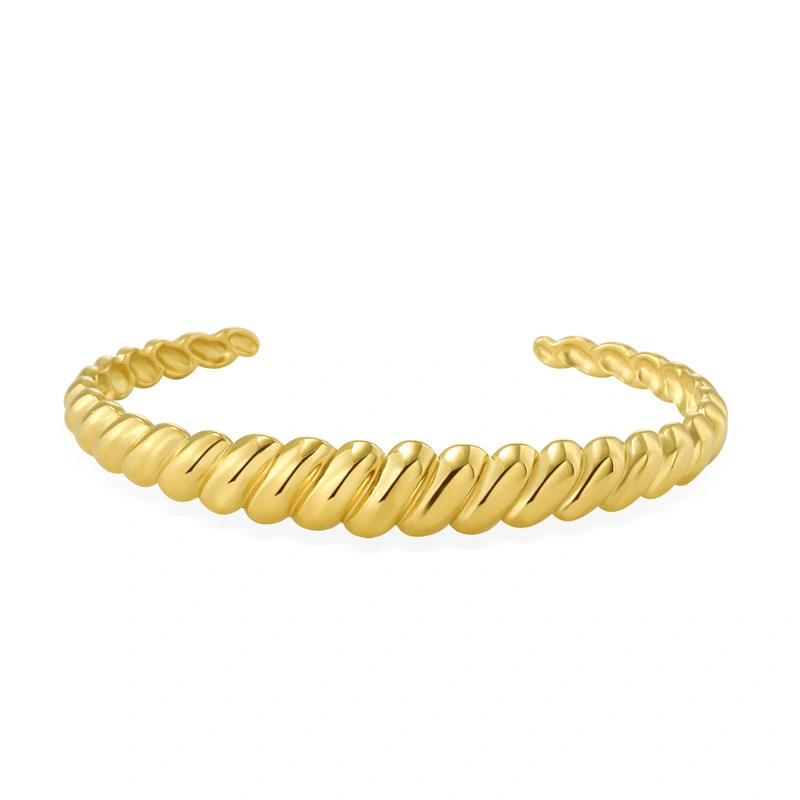 Manufacturer Wholesale Modern Fashion Gold-plated Stainless Steel Hemp Pattern Universal Bracelets For Men And Women 1