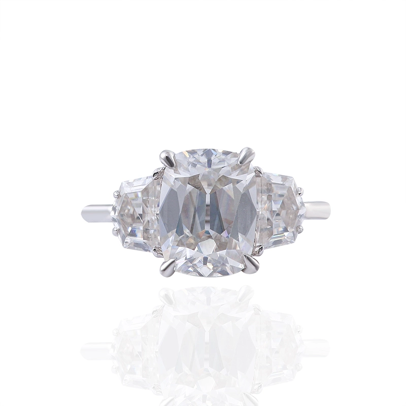 تصميم عصري زفاف الذهب خاتم الذهب 5Carat وسادة رائعة قطع 14K ثلاثة أحجار رنين النساء مويسانيت 3stones خاتم 1