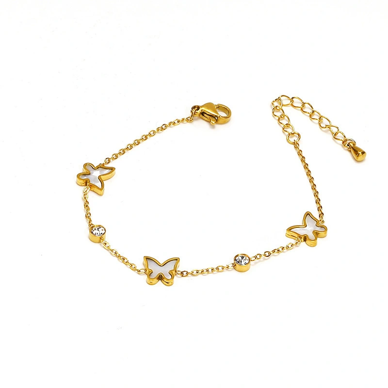Wholesale Fashion New Style White Shell Butterfly Titanium Steel Bracelet For Women's High-end Feeling 18k Gold Bracelet 1