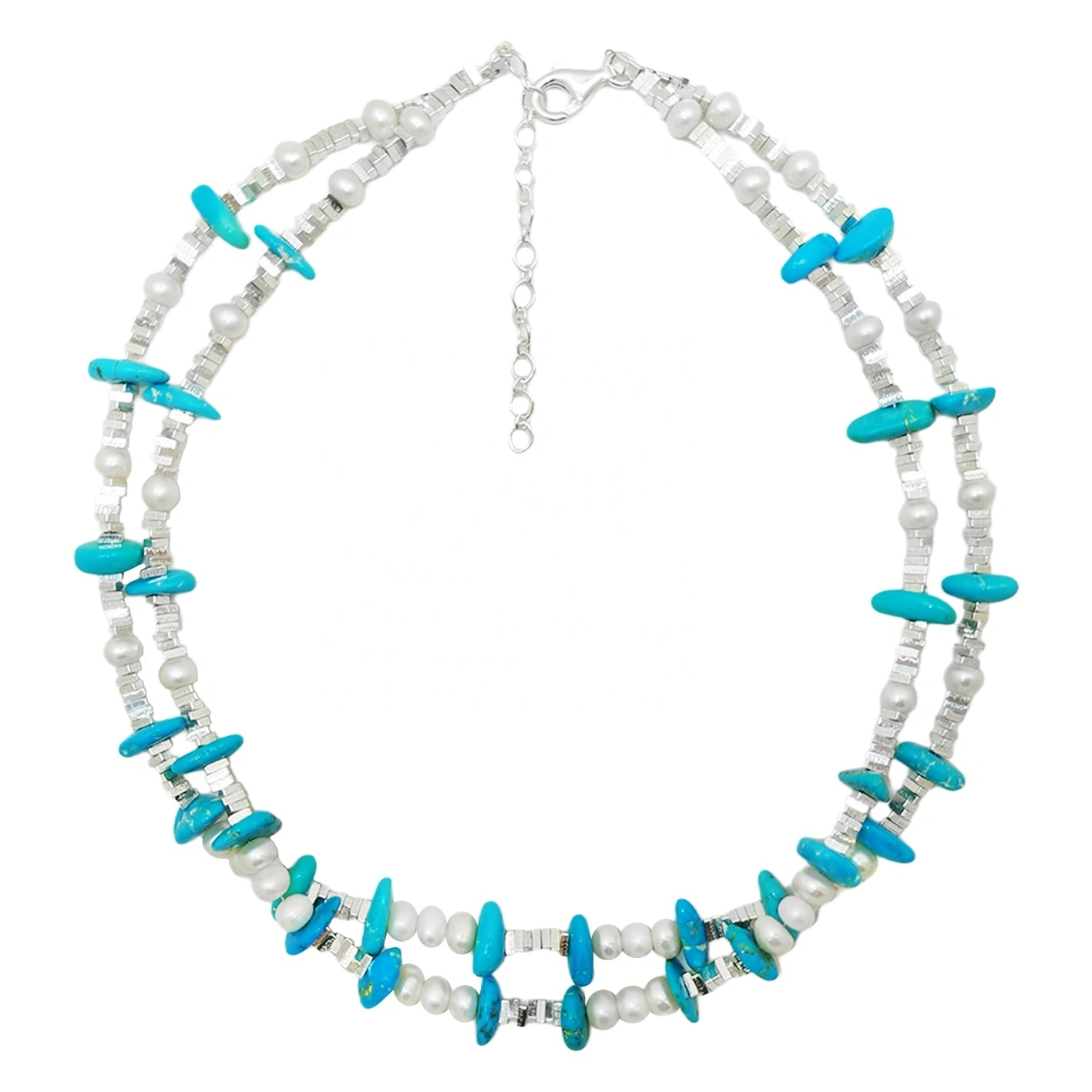 Natural Turquoise Premium Women's Necklace Bracelet With Delicate S925 Silver And Natural Pearl Beauty Jewelry Gifts For Women 1