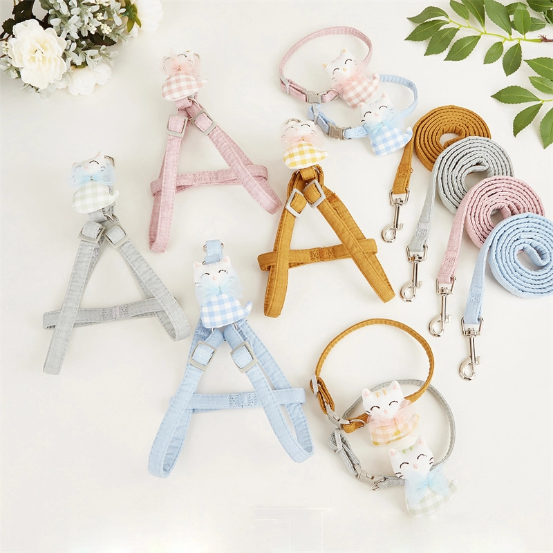Wholesale Cute Puppy Vest Dog Leash Pet Harness and collar Set for cat or small dog -xinchen 1