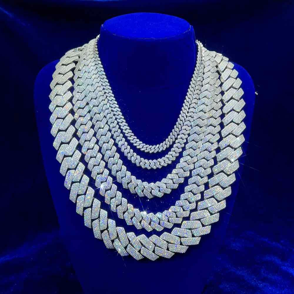 12mm Wide Moissanite Cuban Link Chian 16-24 Ice Out Diamond Hiphop Men 925 Silver Cuban Necklace 1