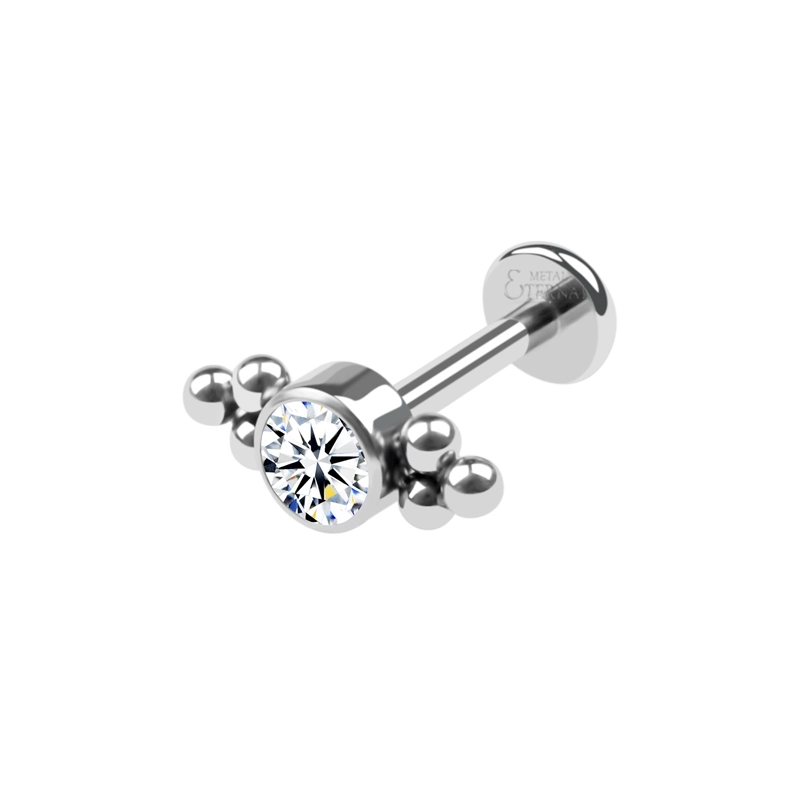 Eternal Meterl Astm F136 Titanium Internally Threaded One Stone Cluster Balls Body Piercing Labret 1