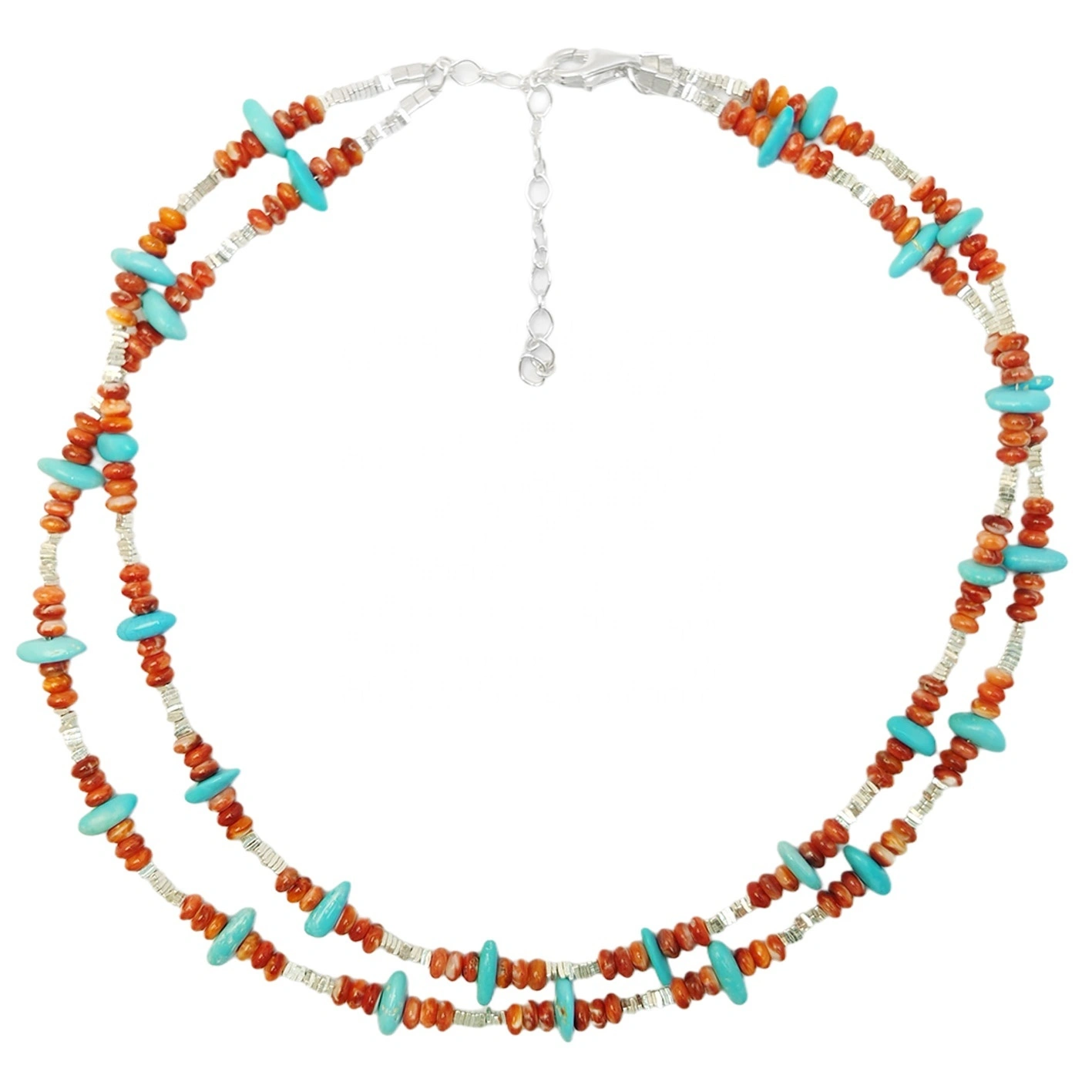 Precious Natural Jewelry Turquoise Red Spiny Oyster Necklace S925 Silver Necklace Triangle Silver As A Gift Handmade Jewelry 1