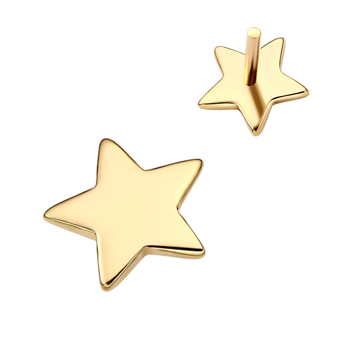 Eternal Metal 14k Solid Gold Threadless Push Pin Ends Star Shaped Piercing Jewelry 1