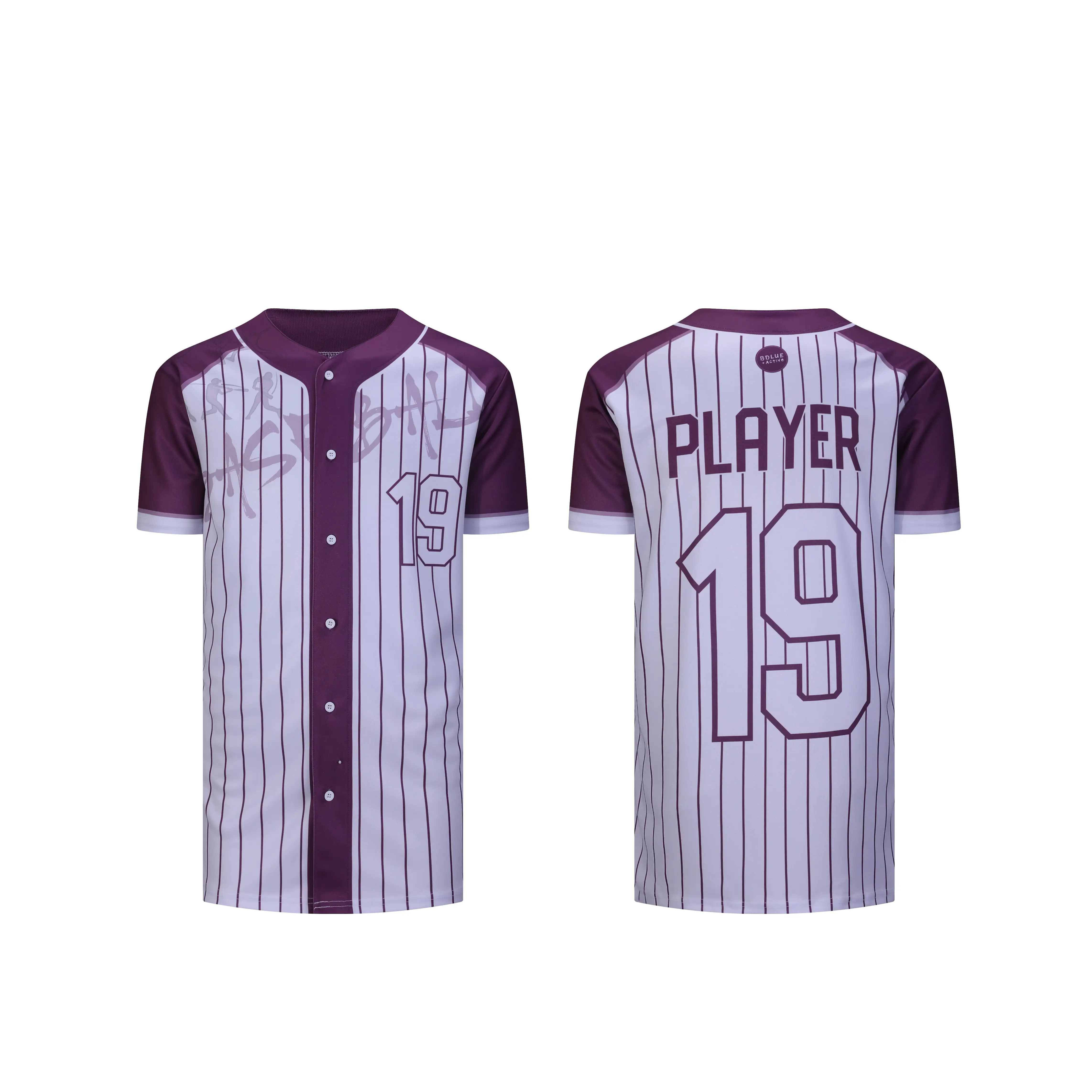 Ainm foirne sublimated saincheaptha uimhreacha lógó baseball t léine aonfhoirmeach priontáil spóirt mná fir geansaithe liathróid bhog 1
