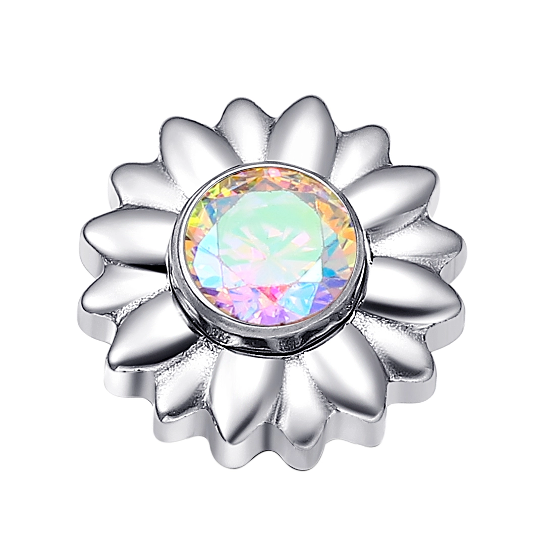 Eternal Metal Astm F136 Titanium Internally Threaded Flower Shape Top With Zircon Flat Lobe Helix Labret Piercing Jewelry 1
