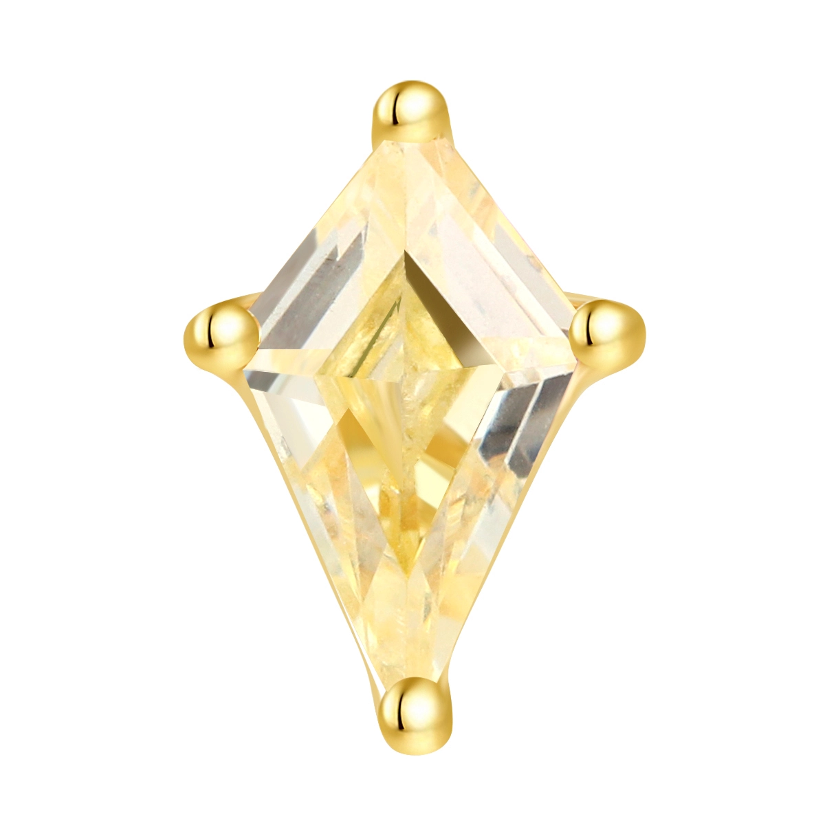 Eternal Metal Romantic Yellow Zircon Inlay 14k Solid Gold Kite Threadless Ear Nose Jewelry Fashionable Wedding Piercing Jewelry 1