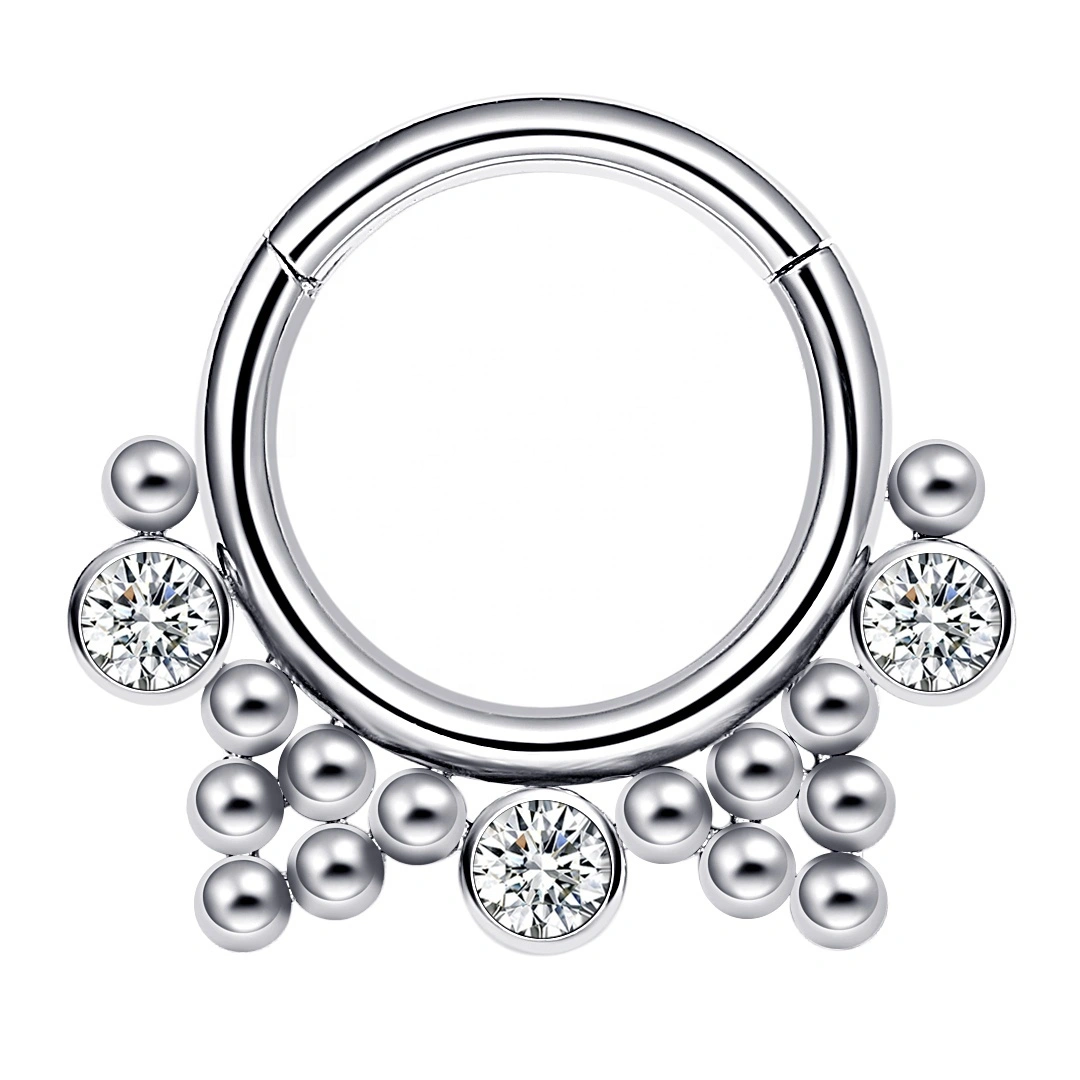 Eternal Metal Astm F136 Titanium Hinged Segment Clicker Ring With Cubic Zircon Piercing Jewelry1 1
