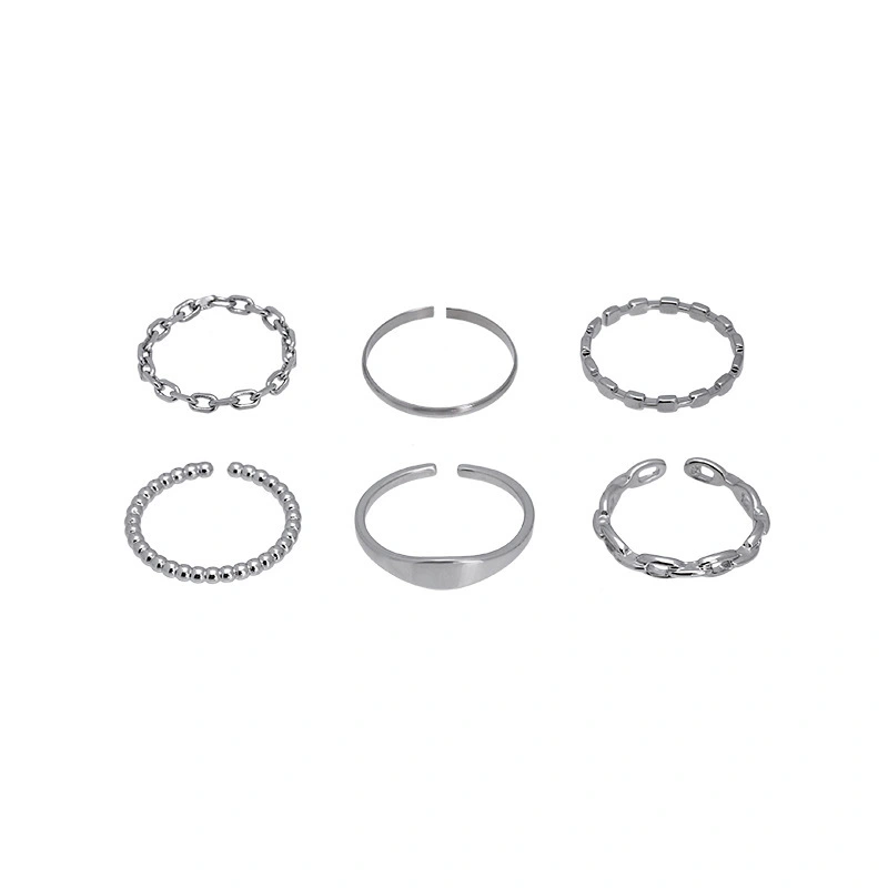 Wholesale Fashion Ring Six Piece Suit Silver Plated Luxury Ring Set 1