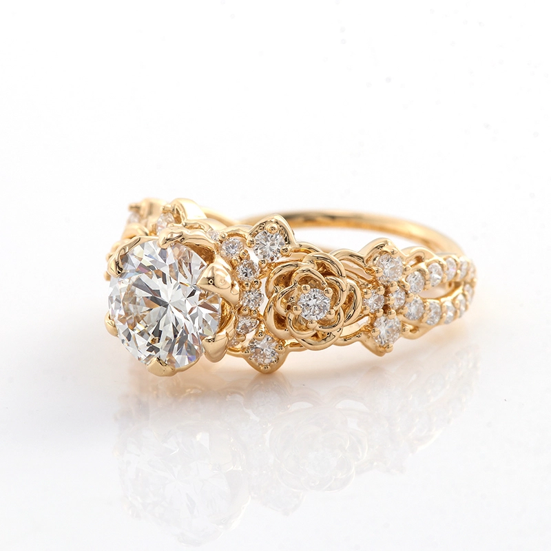Vintage Design 2ctw Diamond Engagement Ring Igi Certified Real Diamond Ring 18k Yellow Gold Cvd Diamond Unique Shank Ring 1