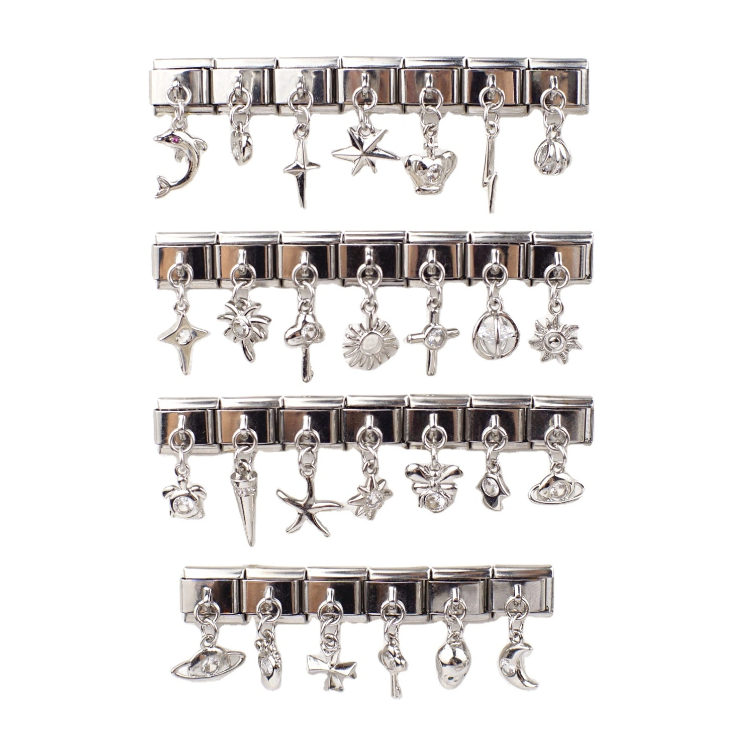 2024 Diy Personalized Shiny Classic Star Heart Cross Pendant 304 Stainless Steel Italian Charm Bracelet 9mm * 10mm Module 1