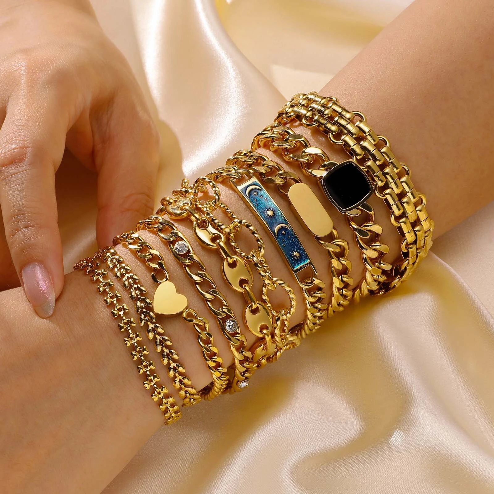 High Quality Stainless Steel Gold Plated Bracelet Zircon Coarse Chain Jewelry Bracelet For Women 1