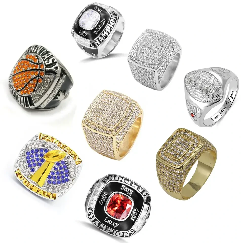 Crystal Men's Ring Award Kid Softball Finger Football Baseball Basketball Moissanite Championship Ring S925 Silver 1