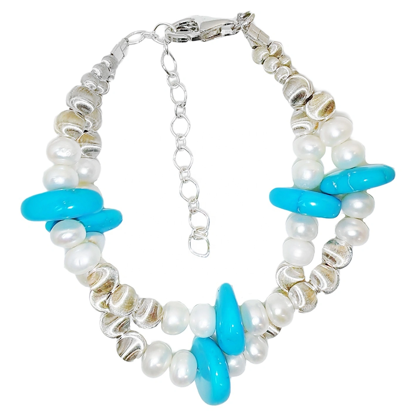 Popular High Quality Pearl Bracelet Natural Turquoise Women's Bracelet S925 Silver Delicate Bracelet Jewelry Design Original1 1